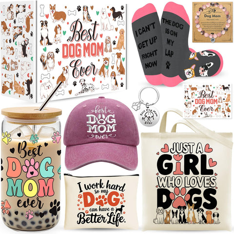 WOFIROY best dog mom 16oz cup with lid and straw for iced drinks