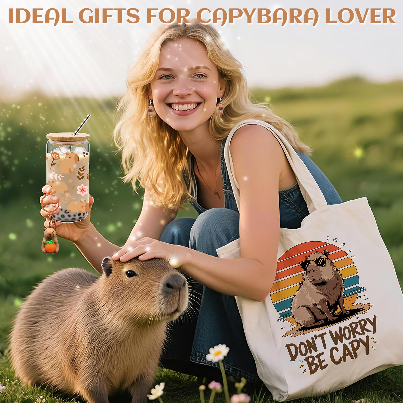 WOFIROY capybara tote bag showcases artwork while carrying books or groceries.