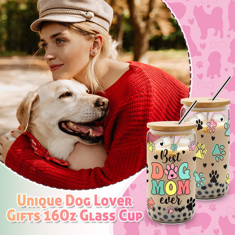WOFIROY dog mom tote bag with paw print design for daily errands
