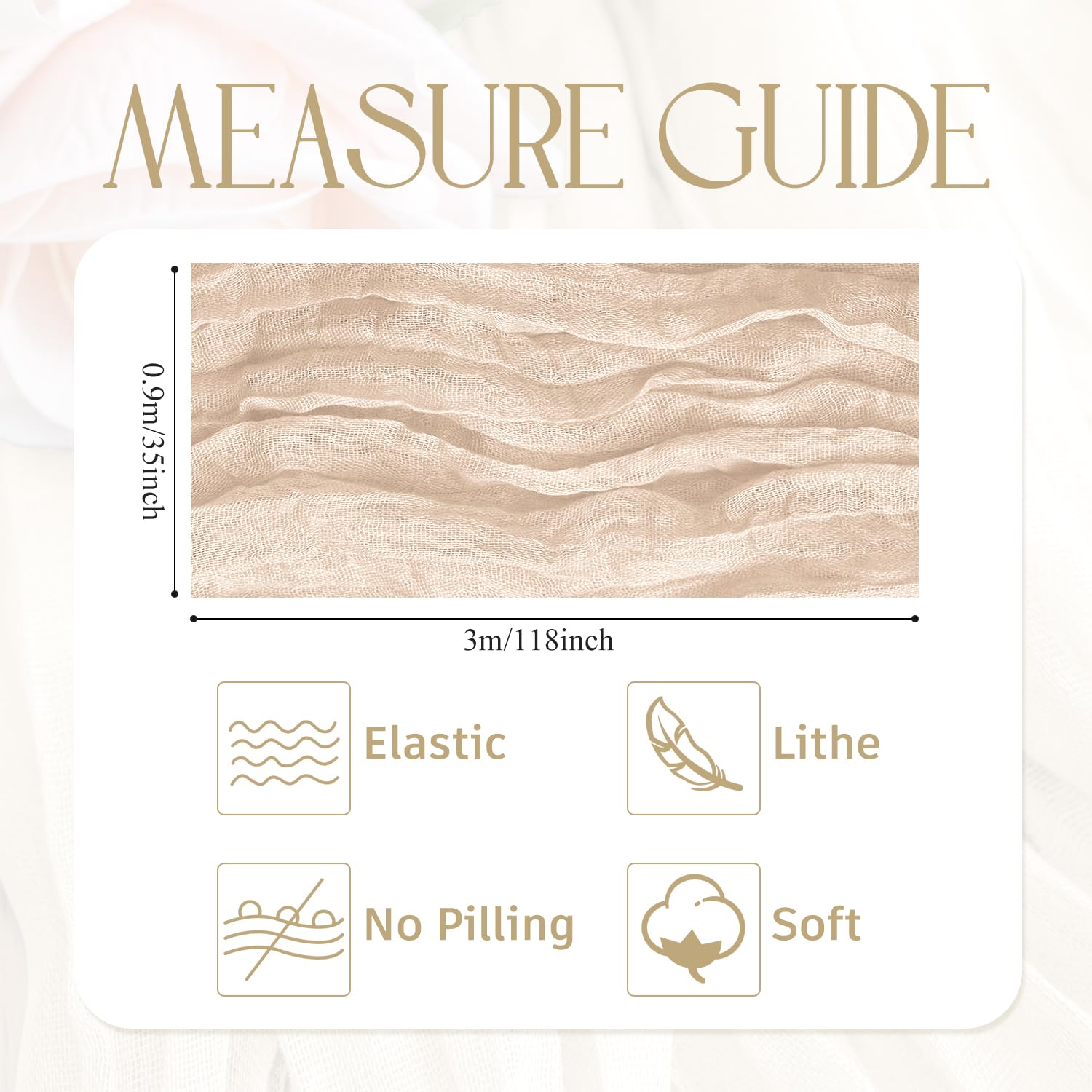 Wokceer cheesecloth table runner texture close-up highlighting gauze softness and drape.