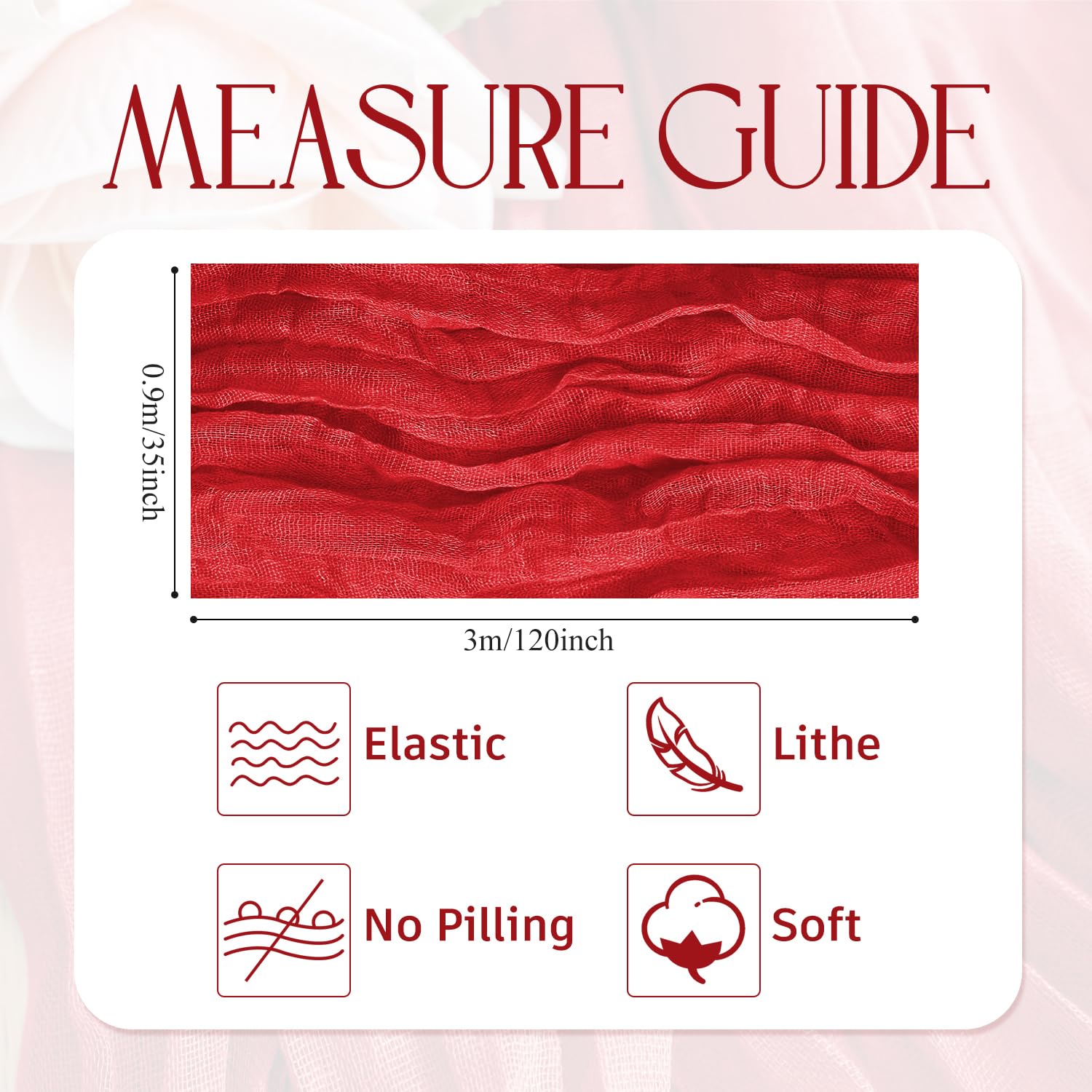 Wokceer red cheesecloth table runner draped on a table for romantic dining.