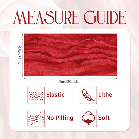 Wokceer red cheesecloth table runner draped on a table for romantic dining.