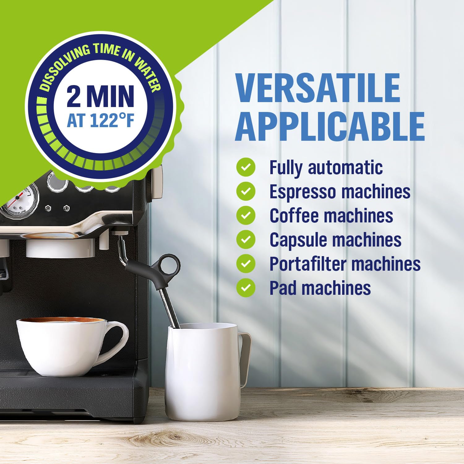 Minutes to descale, no mess or mixing required