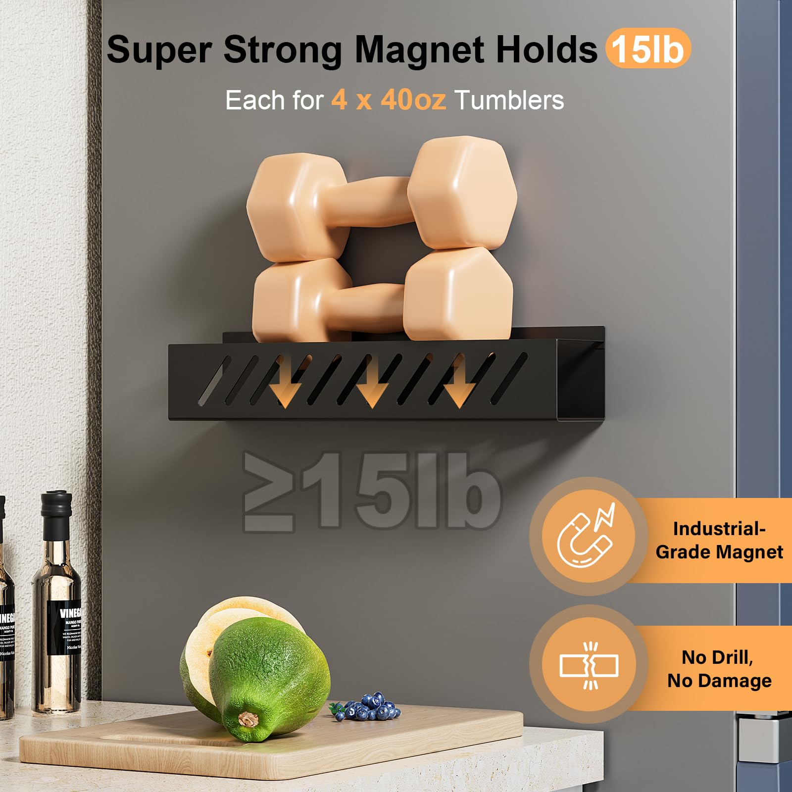 Wolana 2-Pack Iron-frame stability supports heavy 40oz tumblers securely.