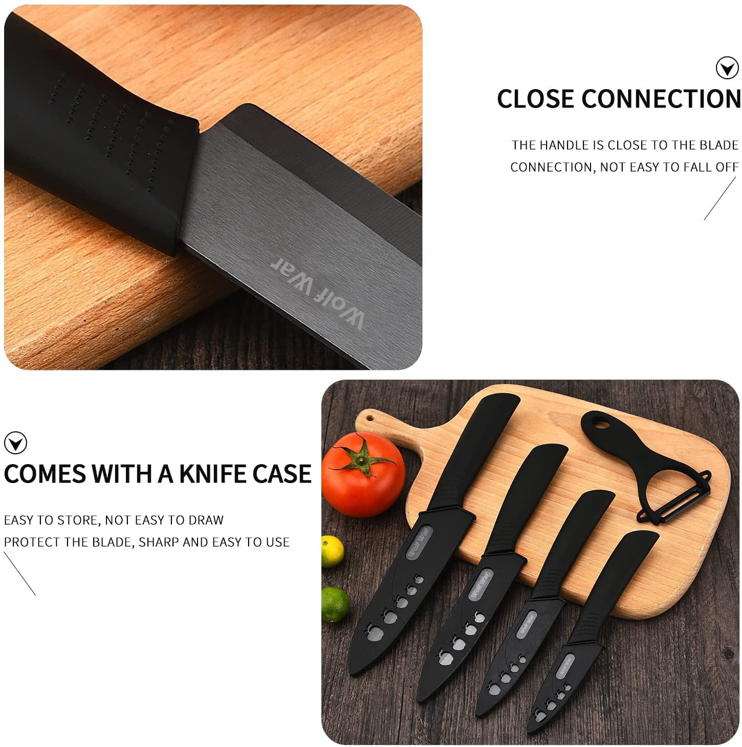 Wolf War 3-inch paring ceramic knife for precise tasks