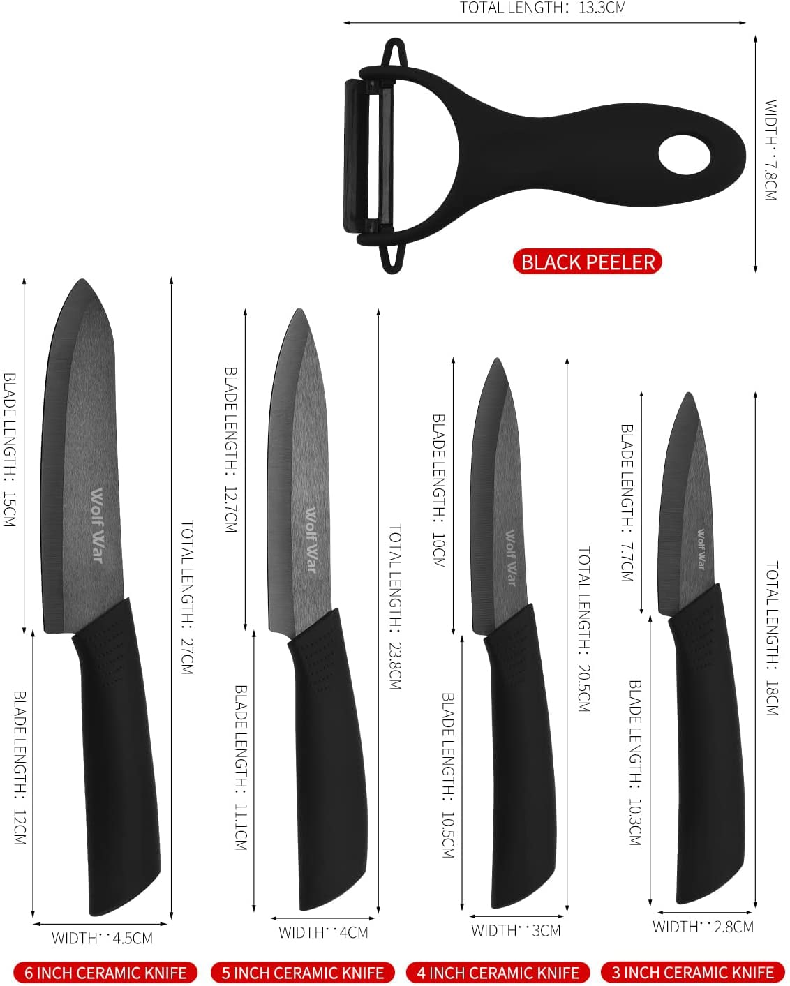Wolf War 5-inch utility ceramic knife for versatile prep