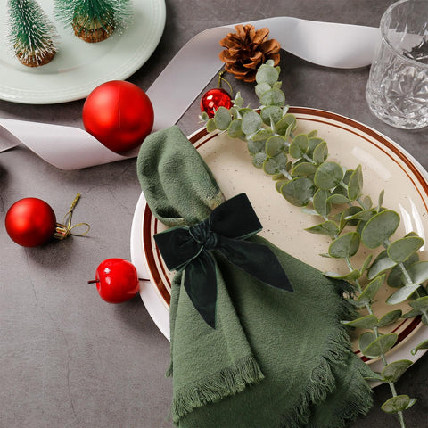 Wonlex gift-ready napkin ring green bow decor for celebrations