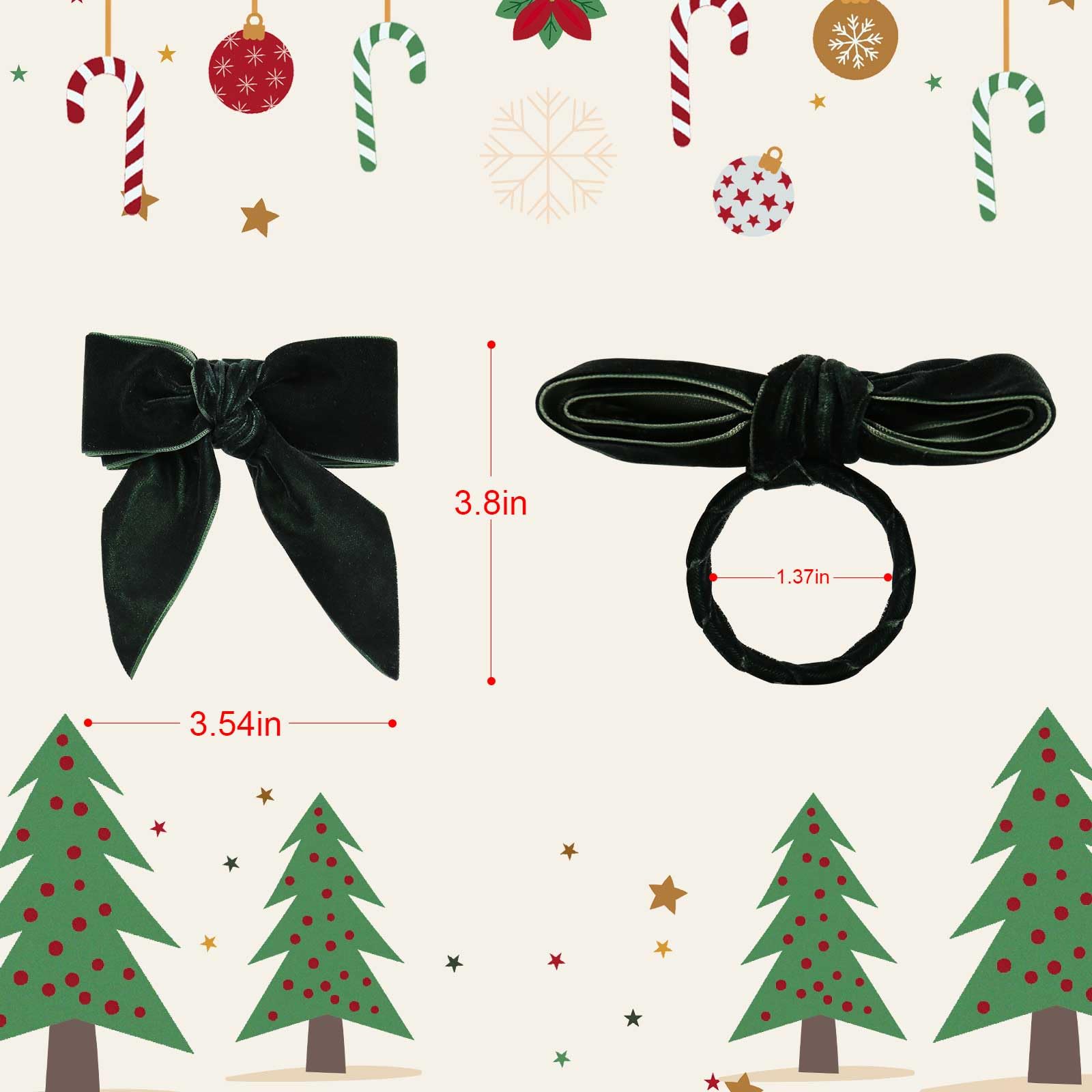 Wonlex holiday dining napkin ring green bow adds festive flair