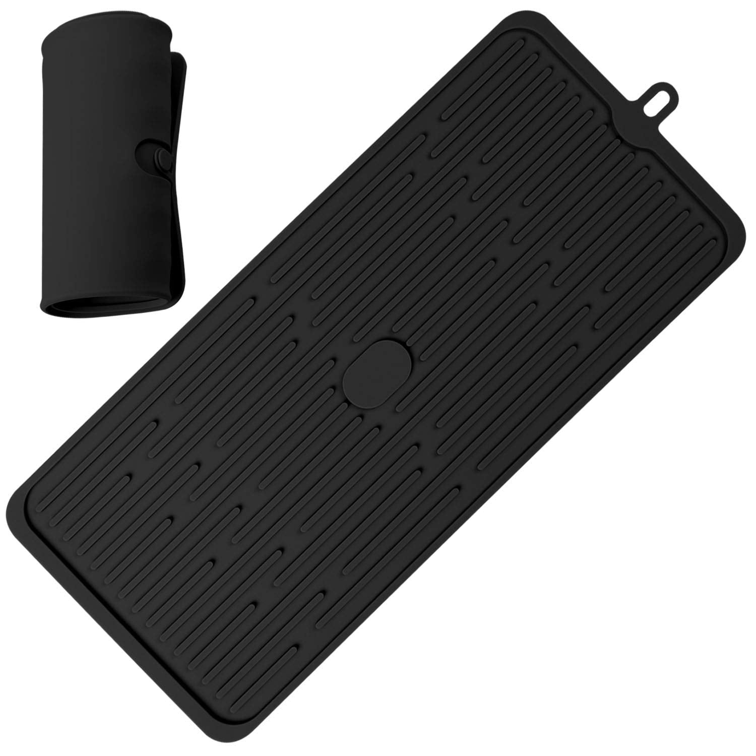 Wonlex silicone dish drying mat on counter protects surfaces and dries dishes