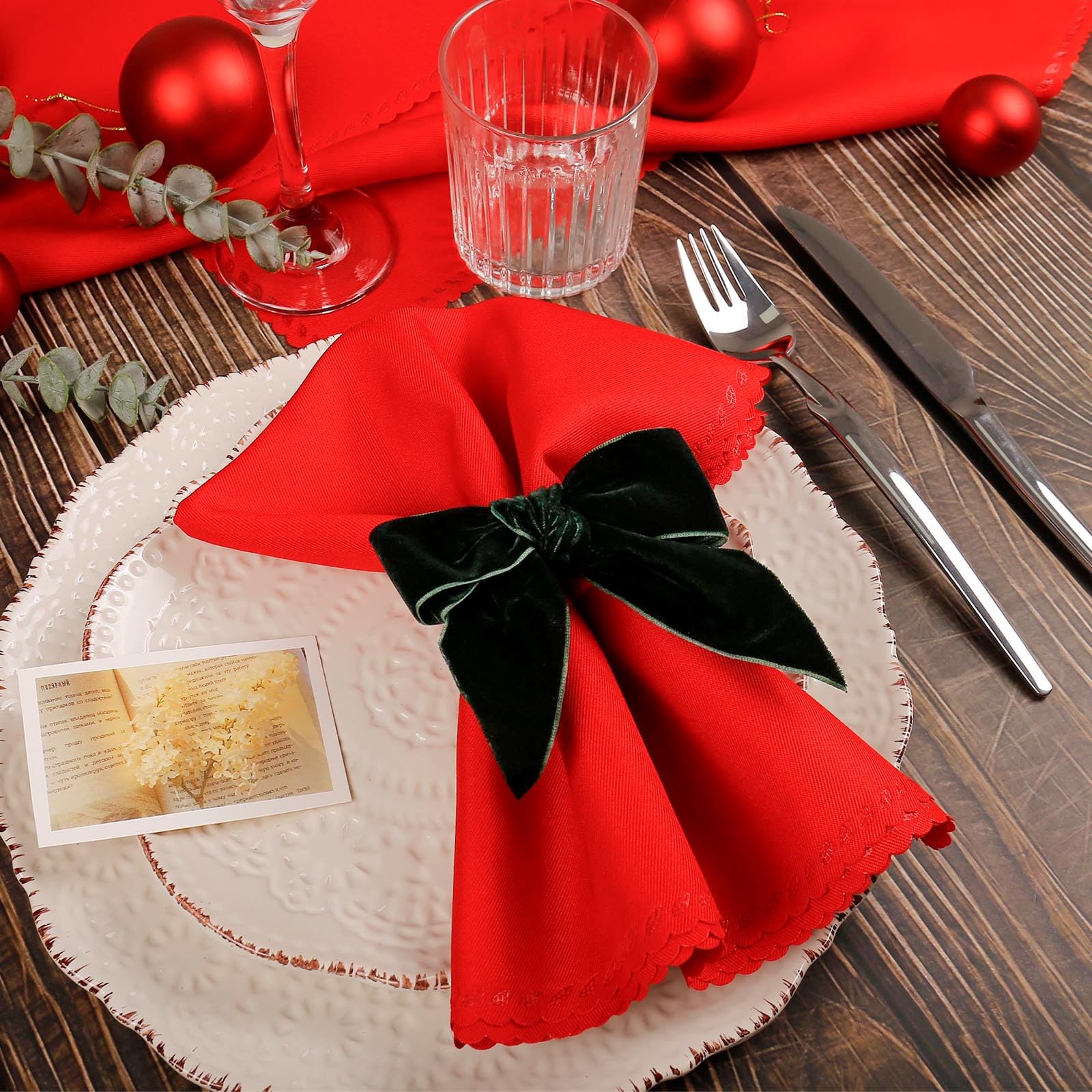 Wonlex wedding dining napkin ring green bow elevates guest tables