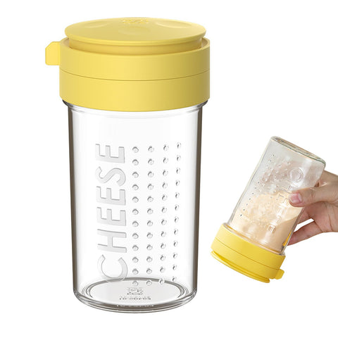 WonLiq 12-ounce glass shaker with airtight lid for smooth parmesan dispensing.