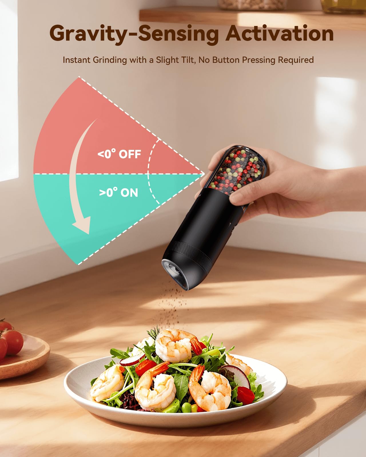 WONMAKE dual-speed control lets you choose fast or slow grinding.