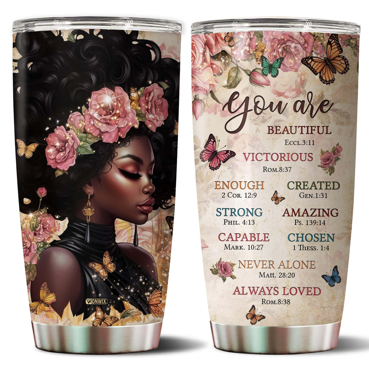 WONWIX Black Queen tumbler lid close-up for spill-resistant travel use