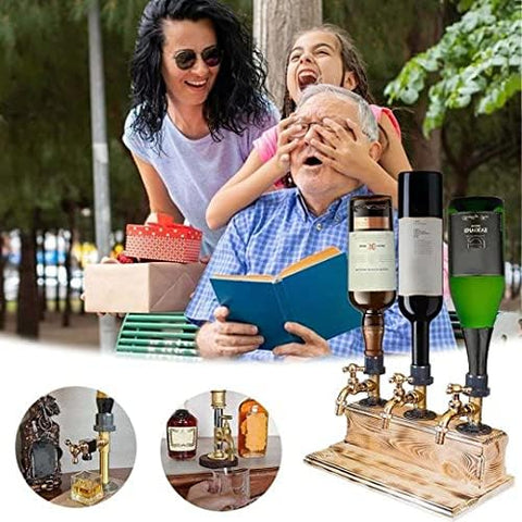 Wood Faucet Liquor Dispenser adapters ensure bottle compatibility up to 1 liter