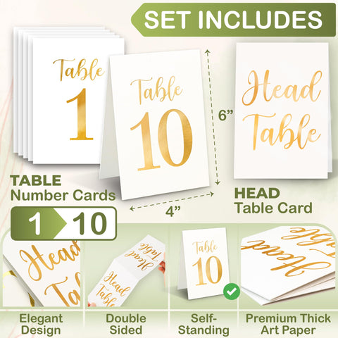 Woodamore gold table numbers close-up highlighting elegant reception decor