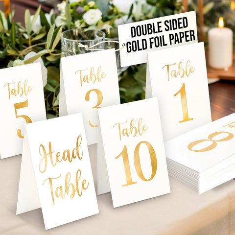 Woodamore gold table number set 1–10 on display for easy guest seating