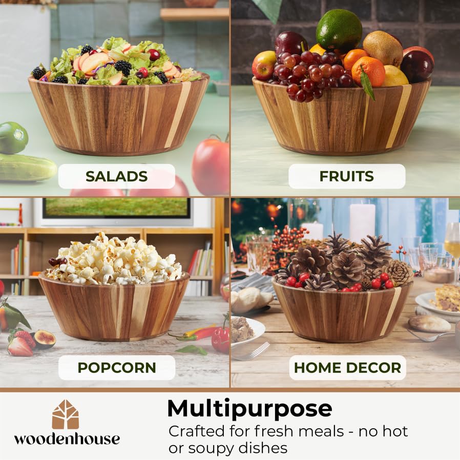 Woodenhouse 10-inch bowl showcases warm tones suitable for fruits and sides.