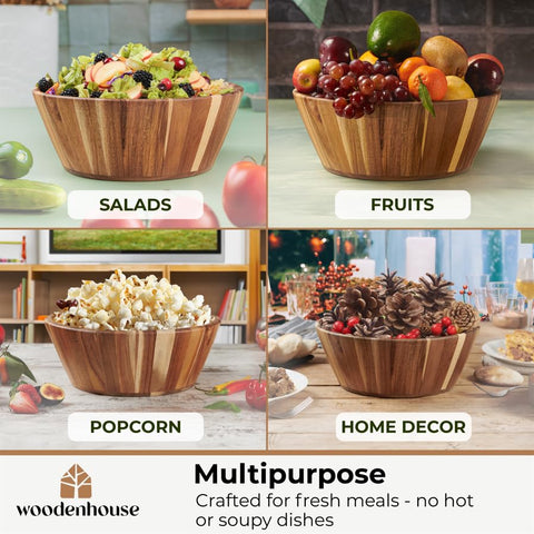 Woodenhouse 10-inch bowl showcases warm tones suitable for fruits and sides.