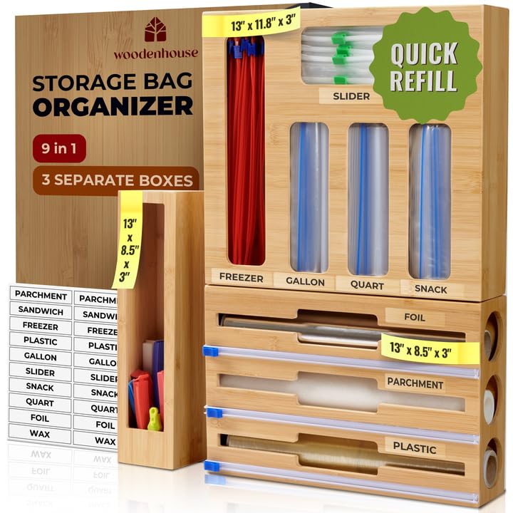 Woodenhouse 9-in-1 organizer with foil wrap dispenser keeps drawers tidy.