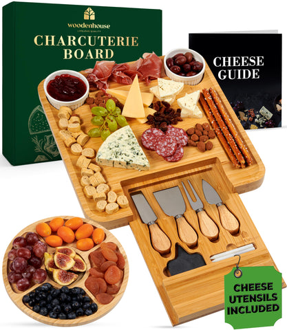 Woodenhouse bamboo charcuterie board set with polished surface for elegant entertaining