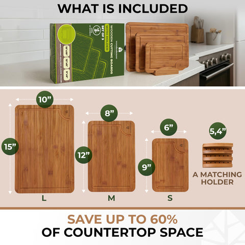 Woodenhouse 12x8 bamboo board with holder ideal for vegetables and herbs