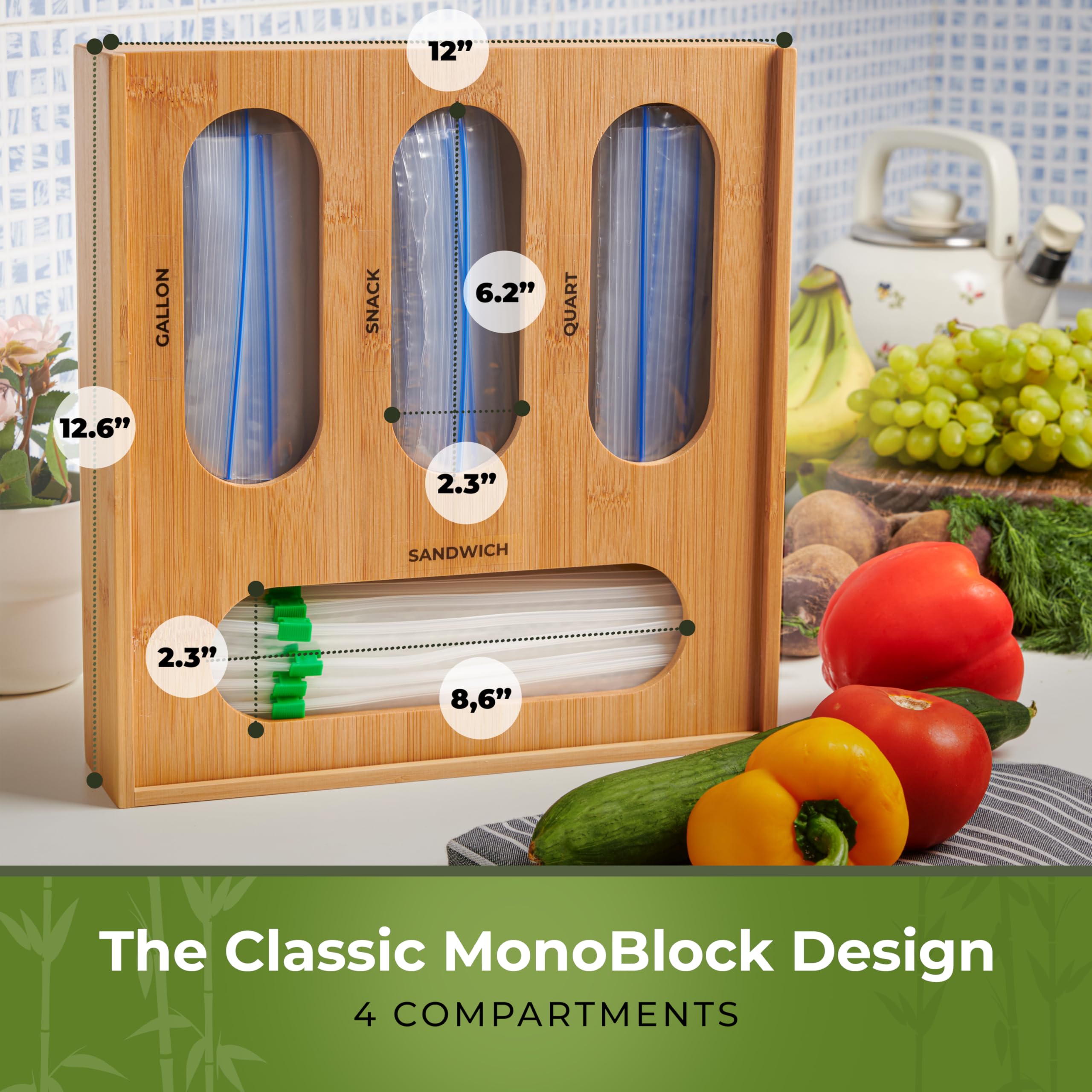 Woodenhouse bamboo storage bag organizer quick refill feature makes restocking effortless.