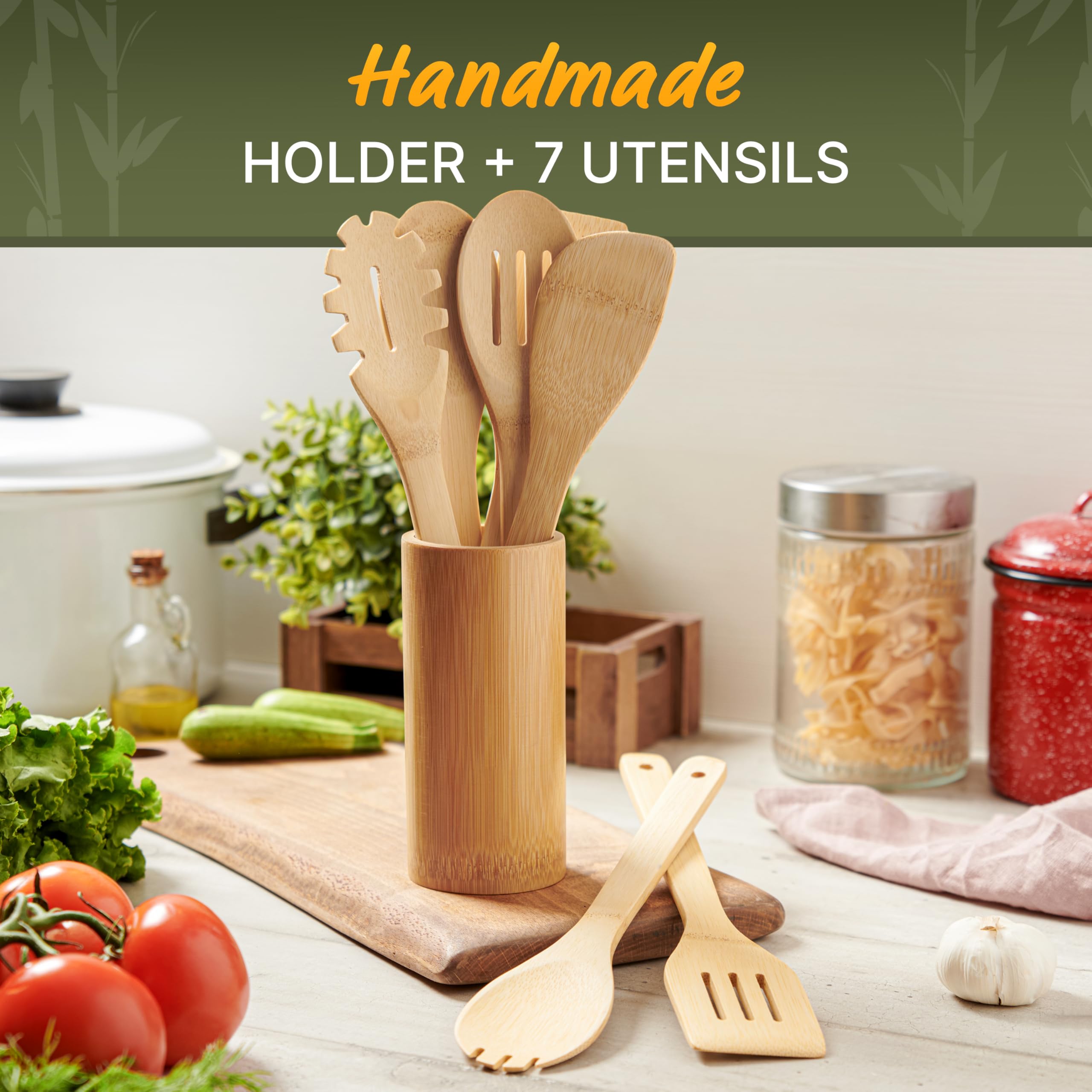 WoodenHouse slotted round spatula for turning foods without scratching nonstick surfaces.