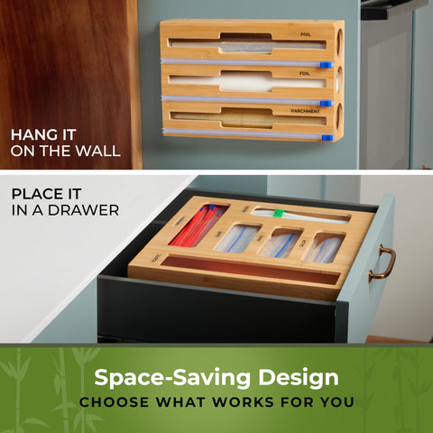Woodenhouse compact unit fits in drawers or on walls for versatile storage.