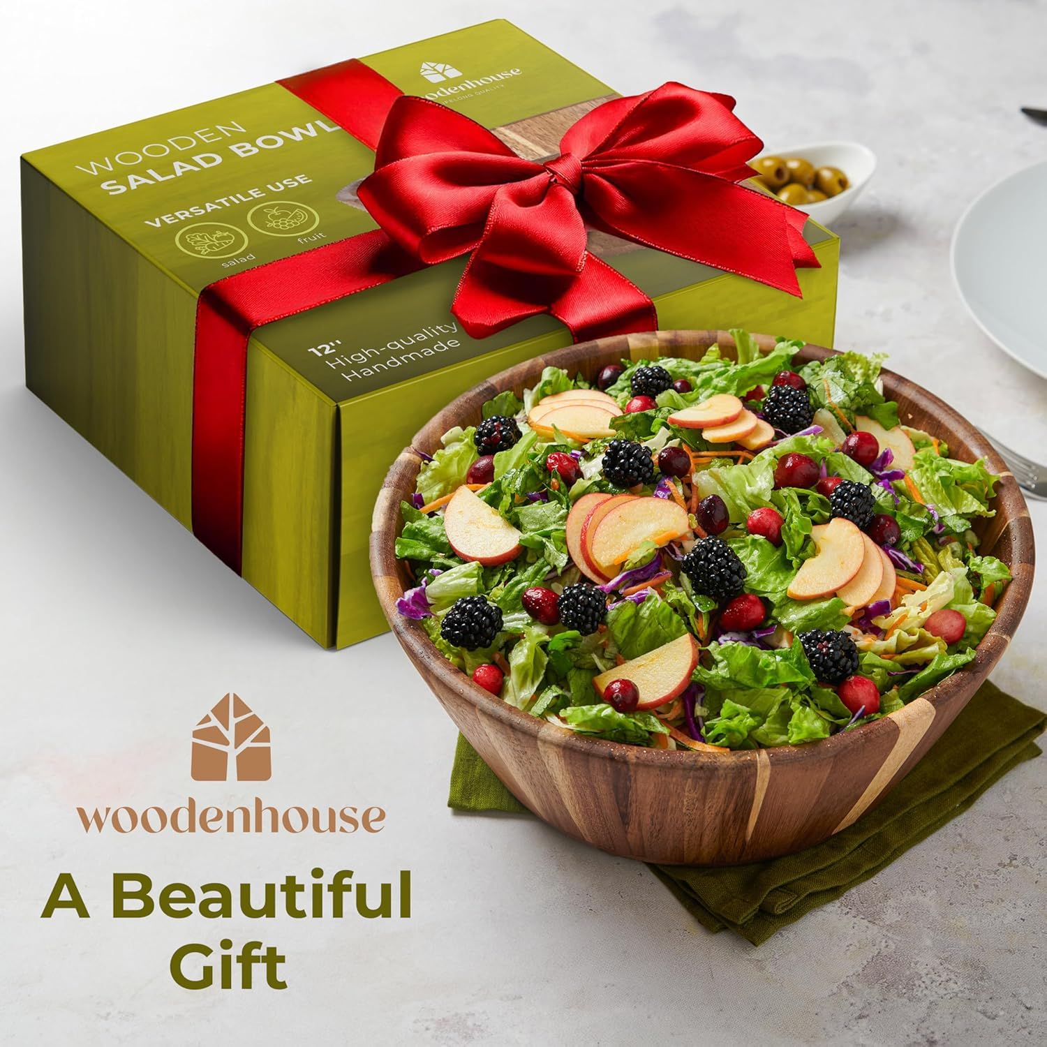 Woodenhouse gift-ready bowl signals thoughtful home gifting.