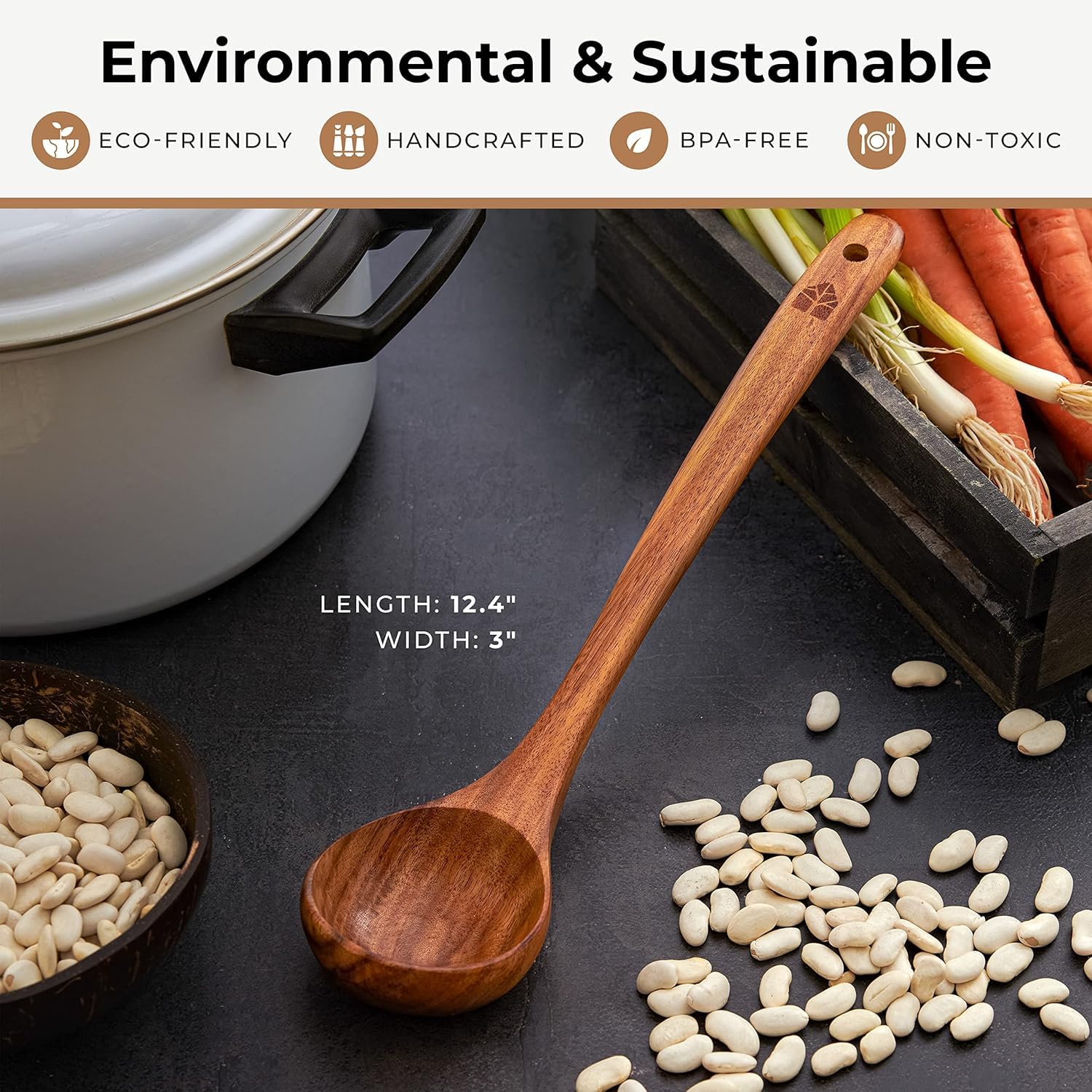 Woodenhouse handcrafted teak kitchen spoon for everyday cooking tasks.