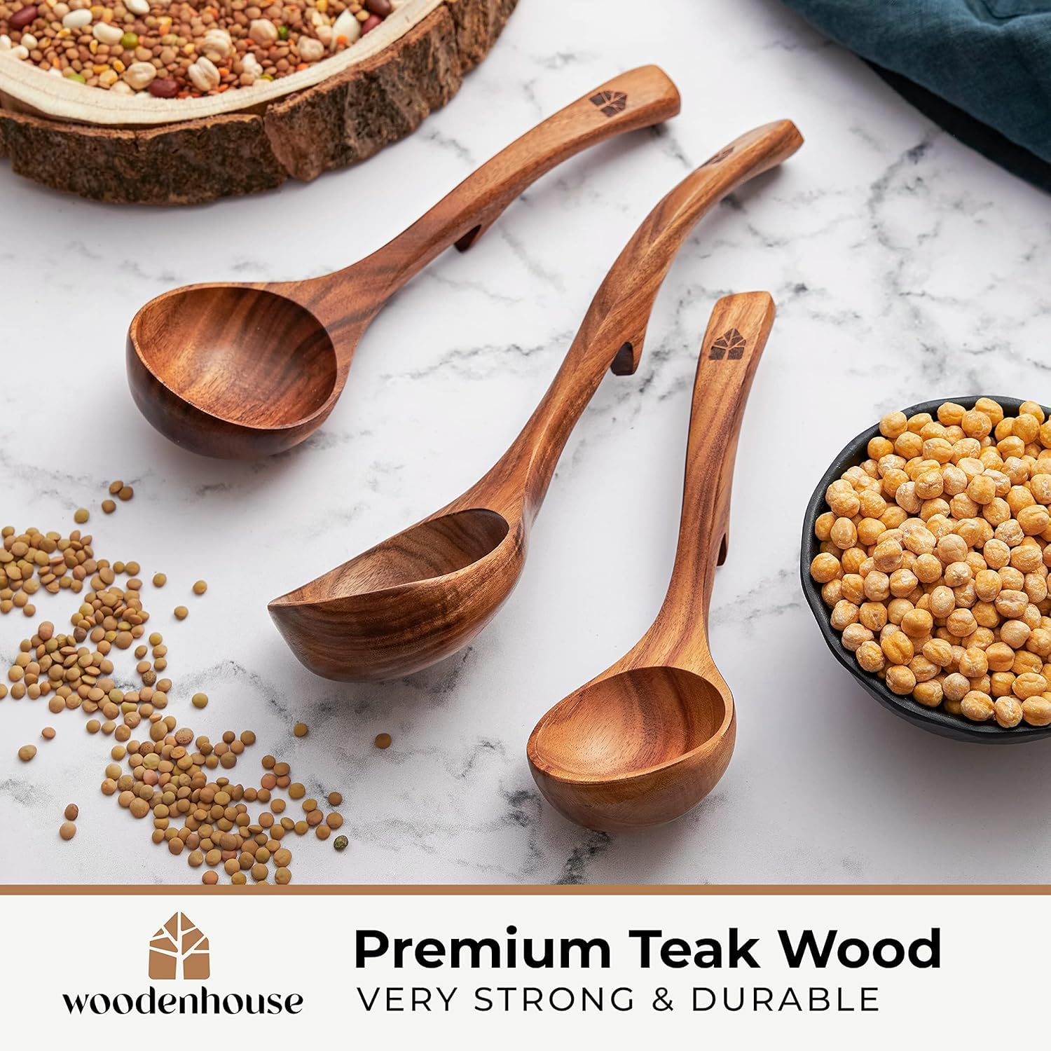 Woodenhouse one-piece teak construction ensures durability and long-lasting use.