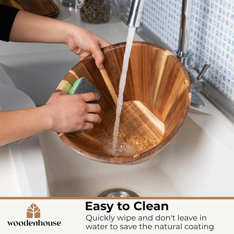 Woodenhouse salad serving wood bowls ideal for fruit or popcorn.