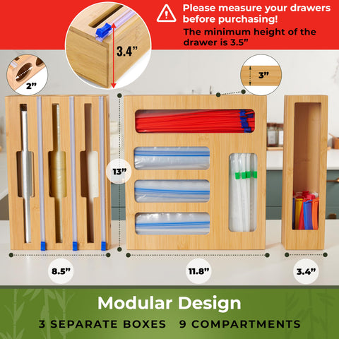 Woodenhouse snack and sandwich bag compartments simplify meal prep.