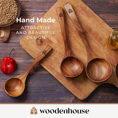 Woodenhouse ladles for serving and stirring simplify meal prep.