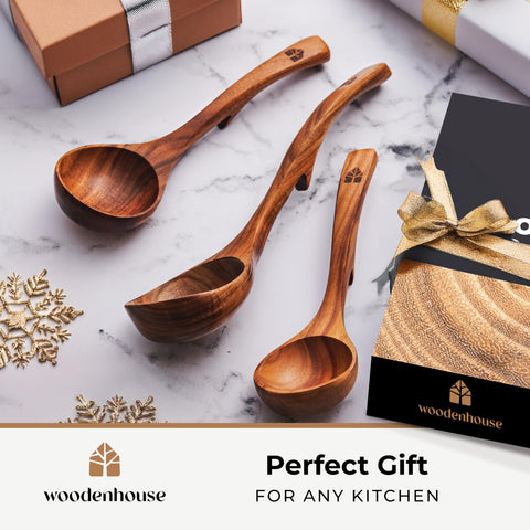 Woodenhouse teak ladle medium ideal for sauces and gravies.