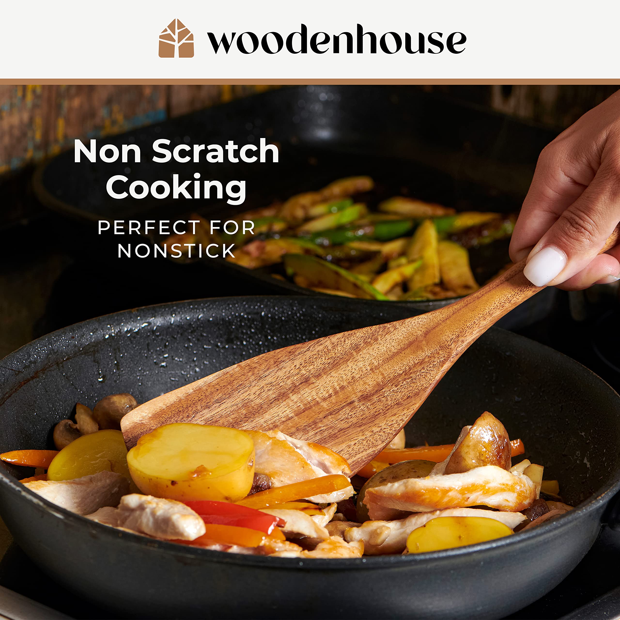 Woodenhouse mixing spoon offers sturdy stirring with one-piece teak durability.