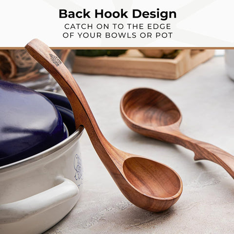 Woodenhouse teak ladles are nonstick-safe for nonstick cookware.