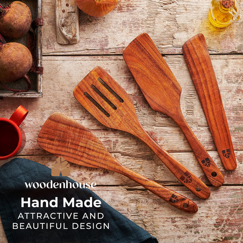 Woodenhouse teak spatula turner for gentle stirring and precise turning.