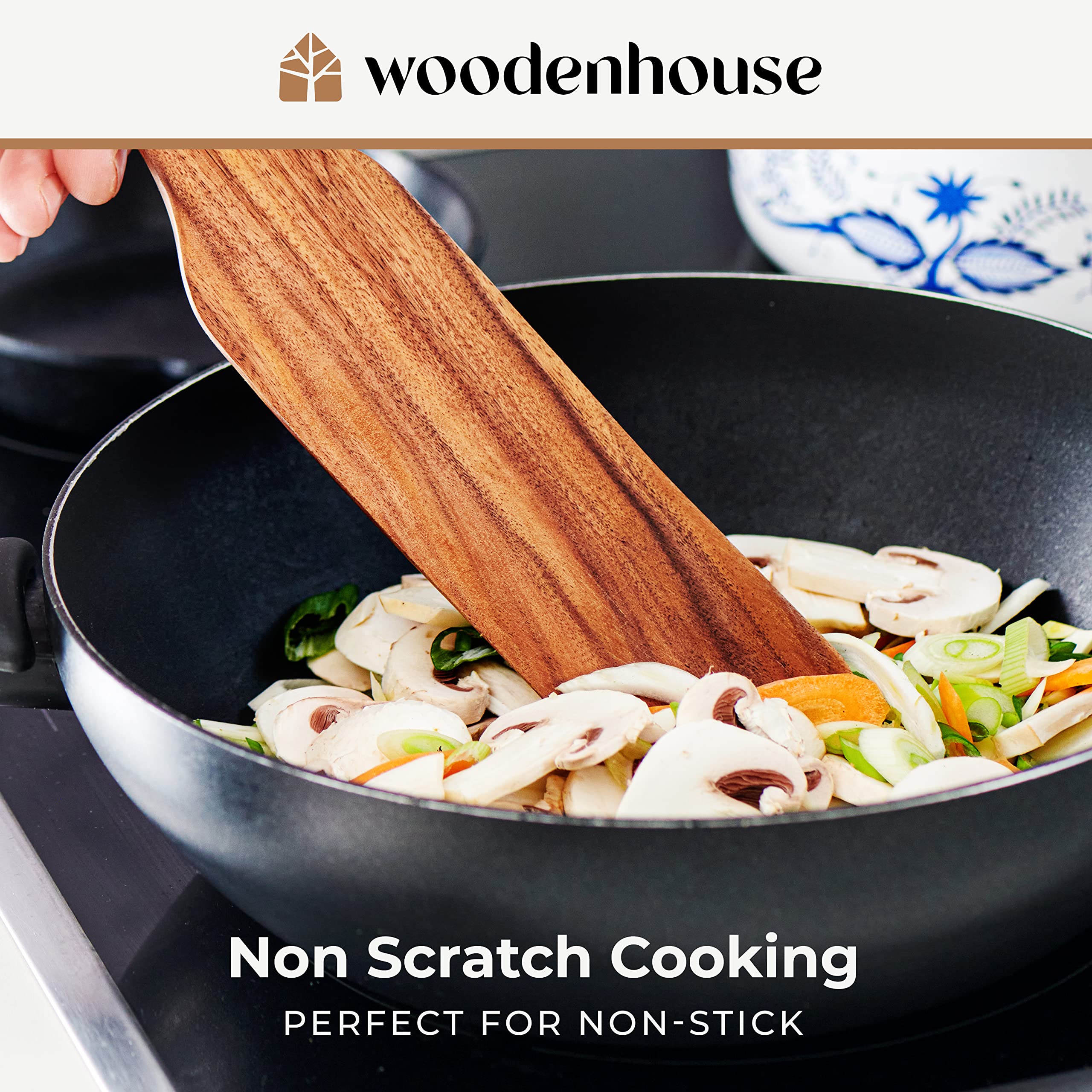 Gift-ready packaging for Woodenhouse teak spurtle set, ideal for cooking enthusiasts.