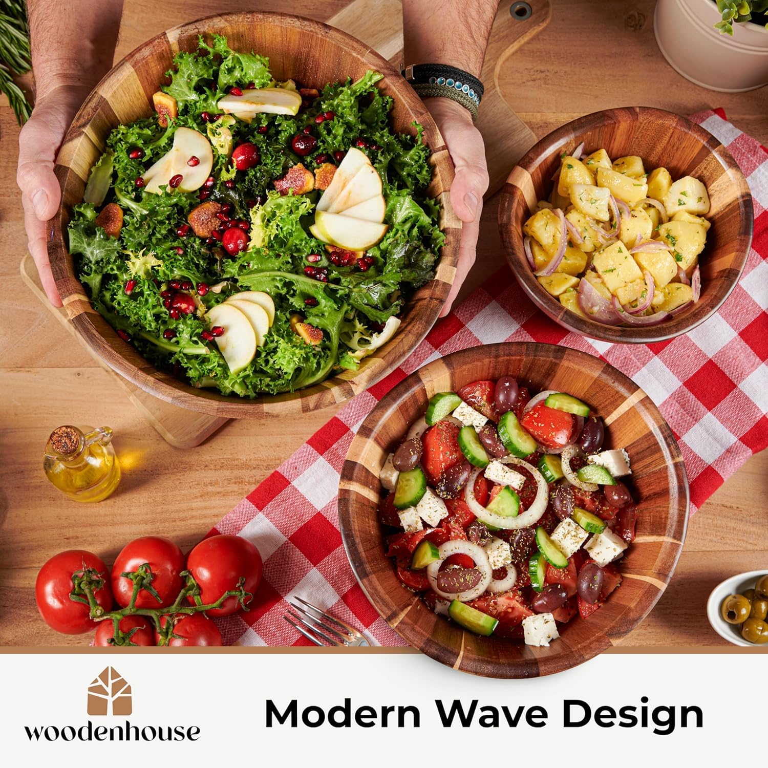 Woodenhouse wooden bowls natural grain adds organic charm to dining.