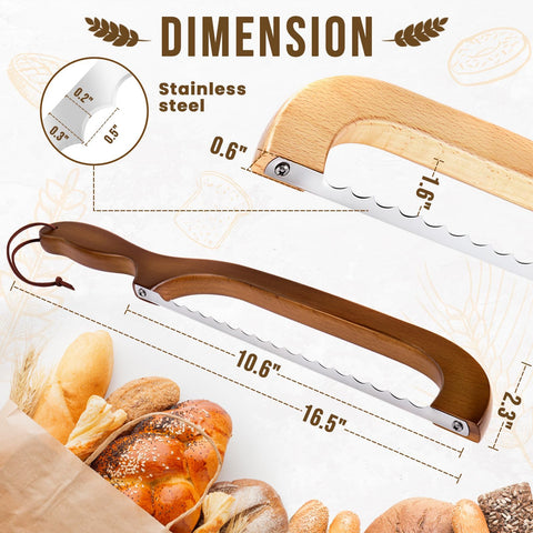 Woodever bread knife showing ergonomic cherry wood handle for comfort.