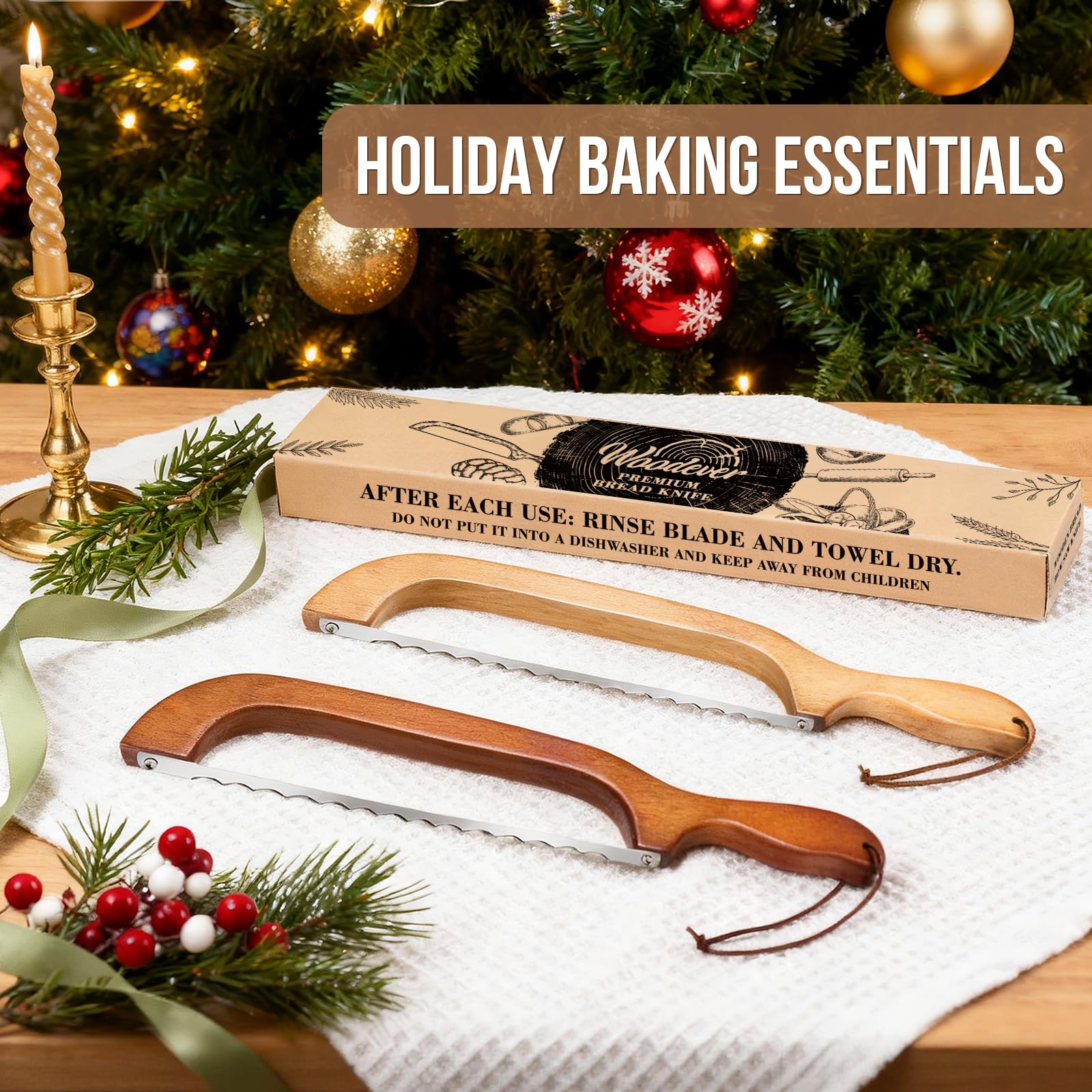 Woodever bread knife ideal for homemade bread slicing.