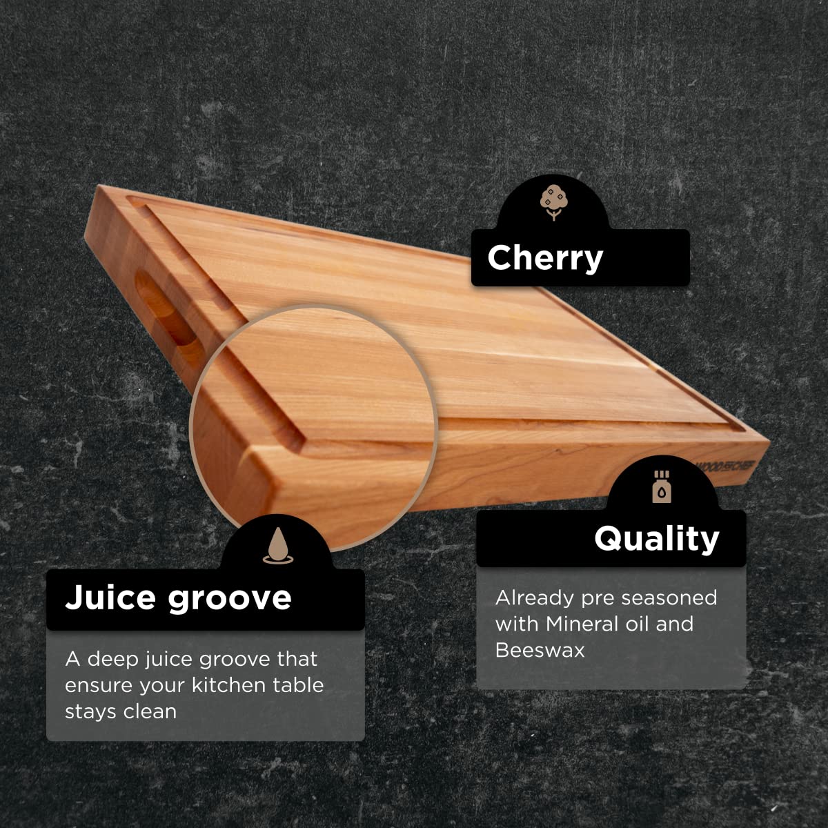 WoodForChef edge-grain board preserves knife edge longer.