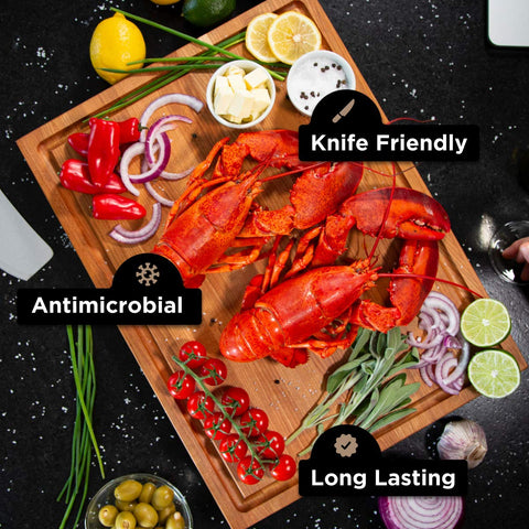 WoodForChef reversible design doubles prep options on one board.