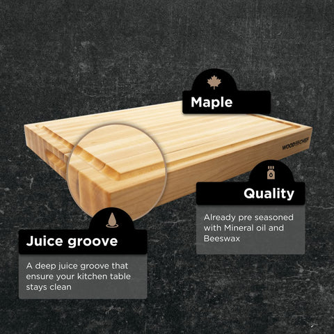 WoodForChef reversible cutting board design for versatile meal prep and serving.