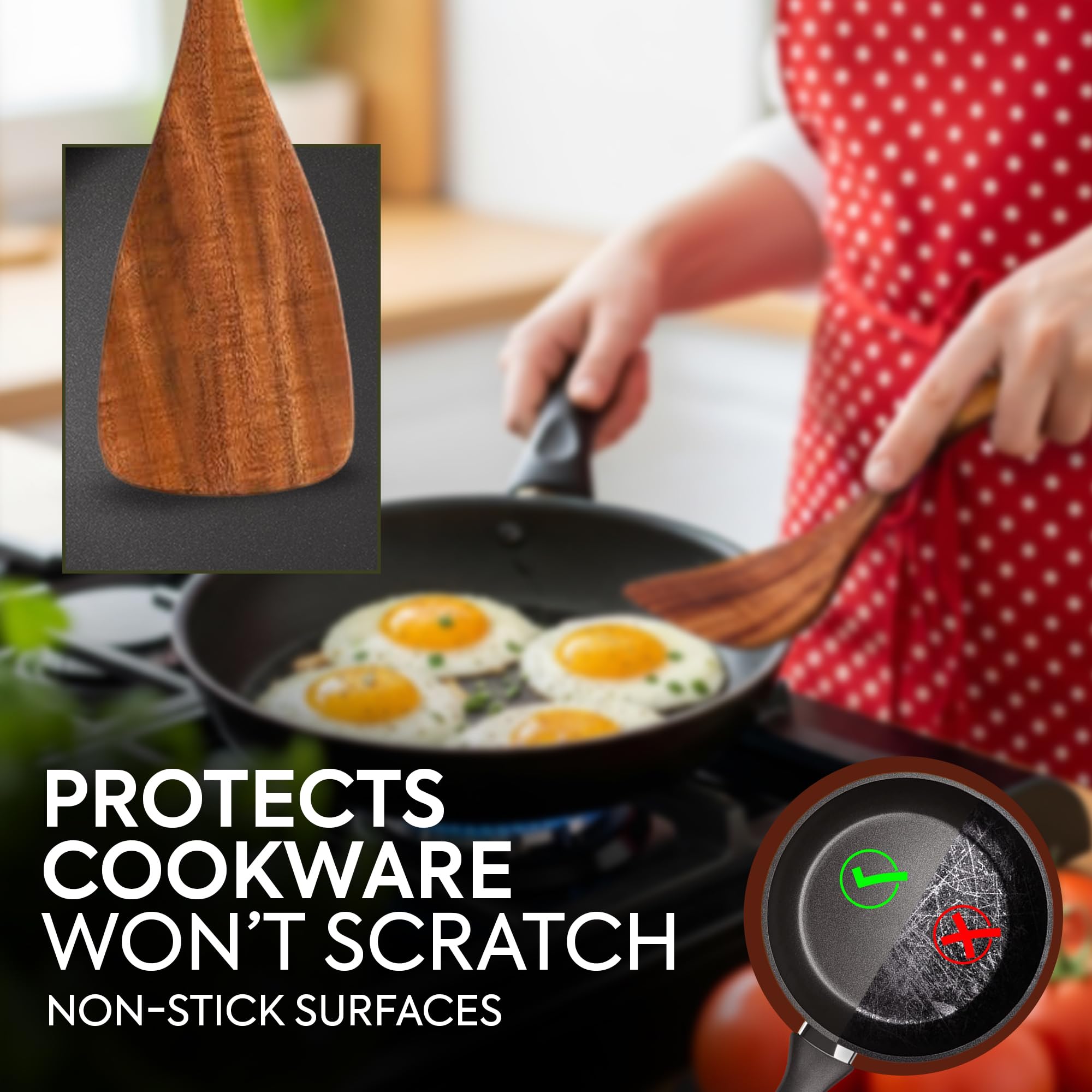 Woodlands USA eco-friendly wooden spatula for everyday cooking.