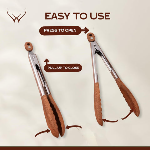 Woodlands USA ergonomic design tongs ensure comfortable daily use.