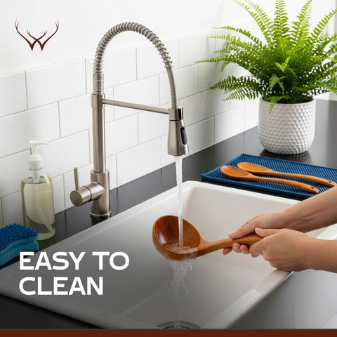 Woodlands USA teak ladles protect pots and bowls while cooking and serving.