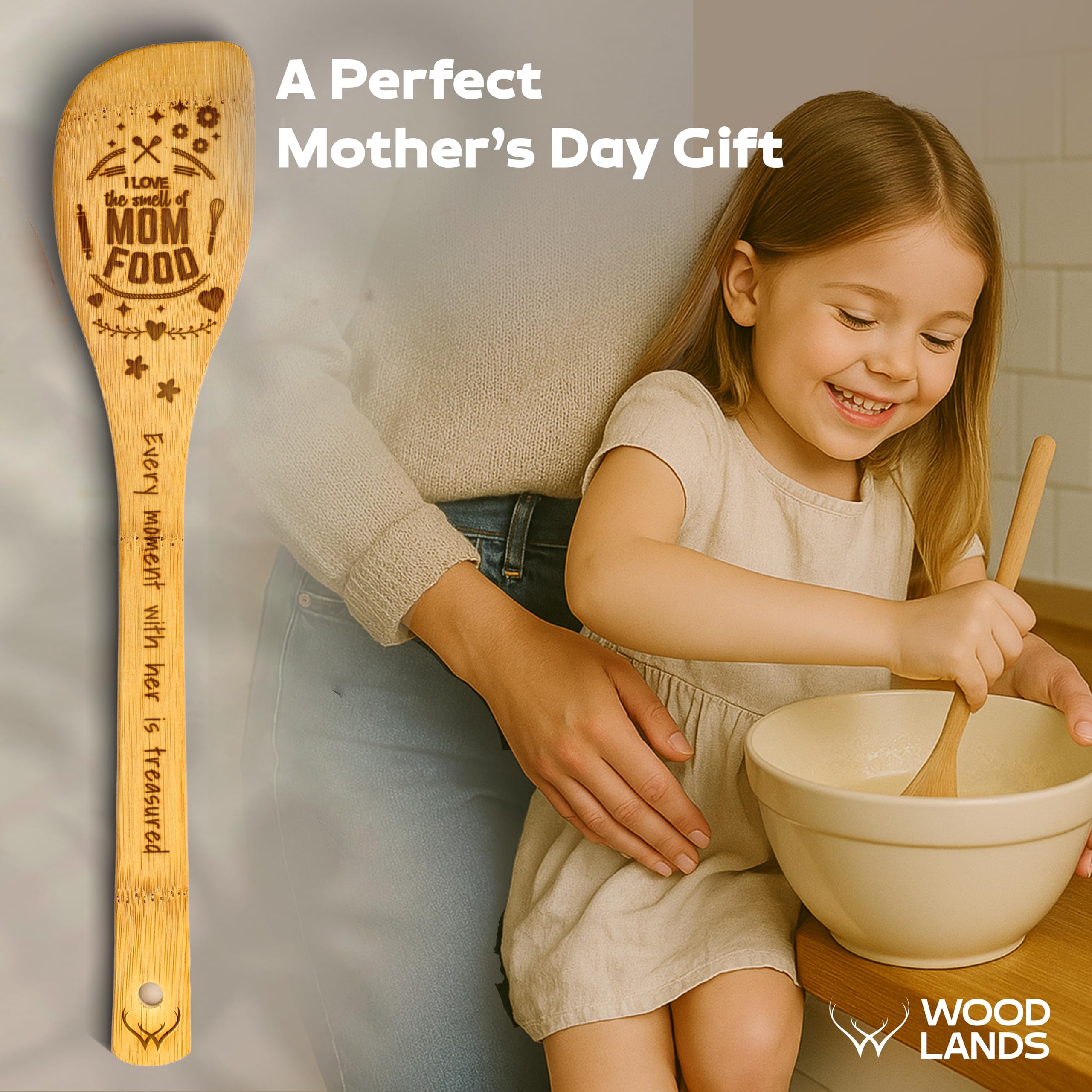 Woodlands USA slotted spoon with draining holes for sauces