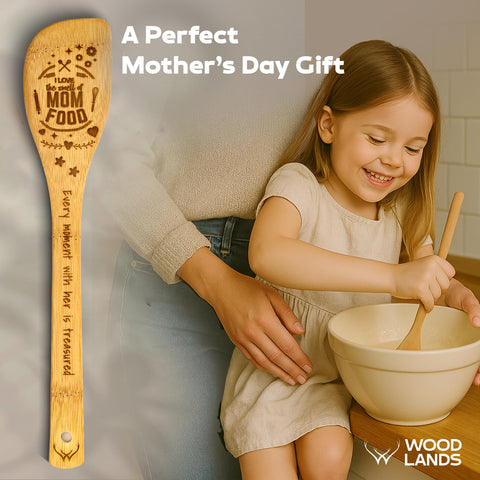 Woodlands USA slotted spoon with draining holes for sauces